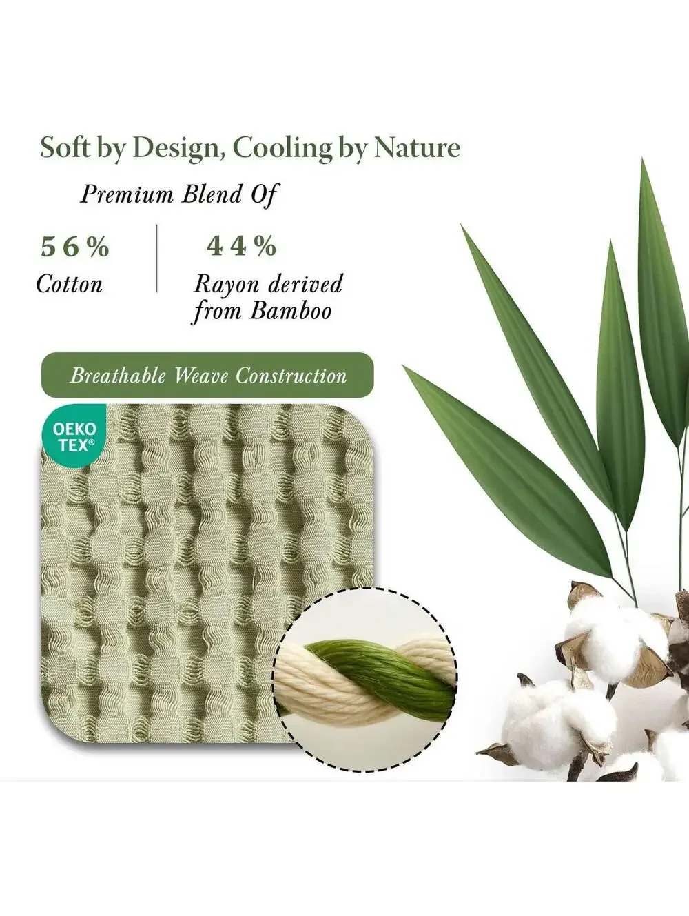 Threadmill King Waffle Bamboo Blanket Sage Green, Rayon 106x92 Lightweight